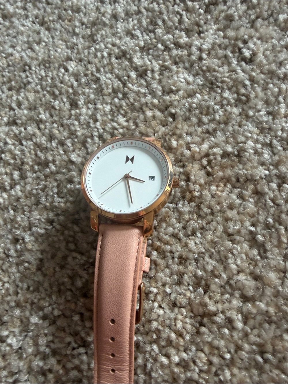 MVMT Rose Gold Watch with Blush Pink Leather Strap